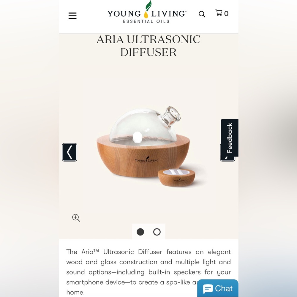 Young Living Aria Ultrasonic Diffuser in Wood and Clear Glass